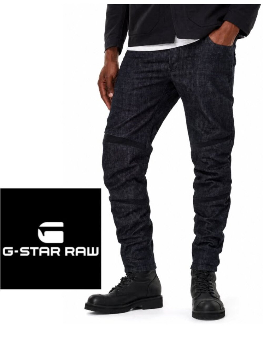 G-Star RAW Motac 3D Slim Jeans 33 Dark Indigo Moto Biker Stretch Denim Techwear